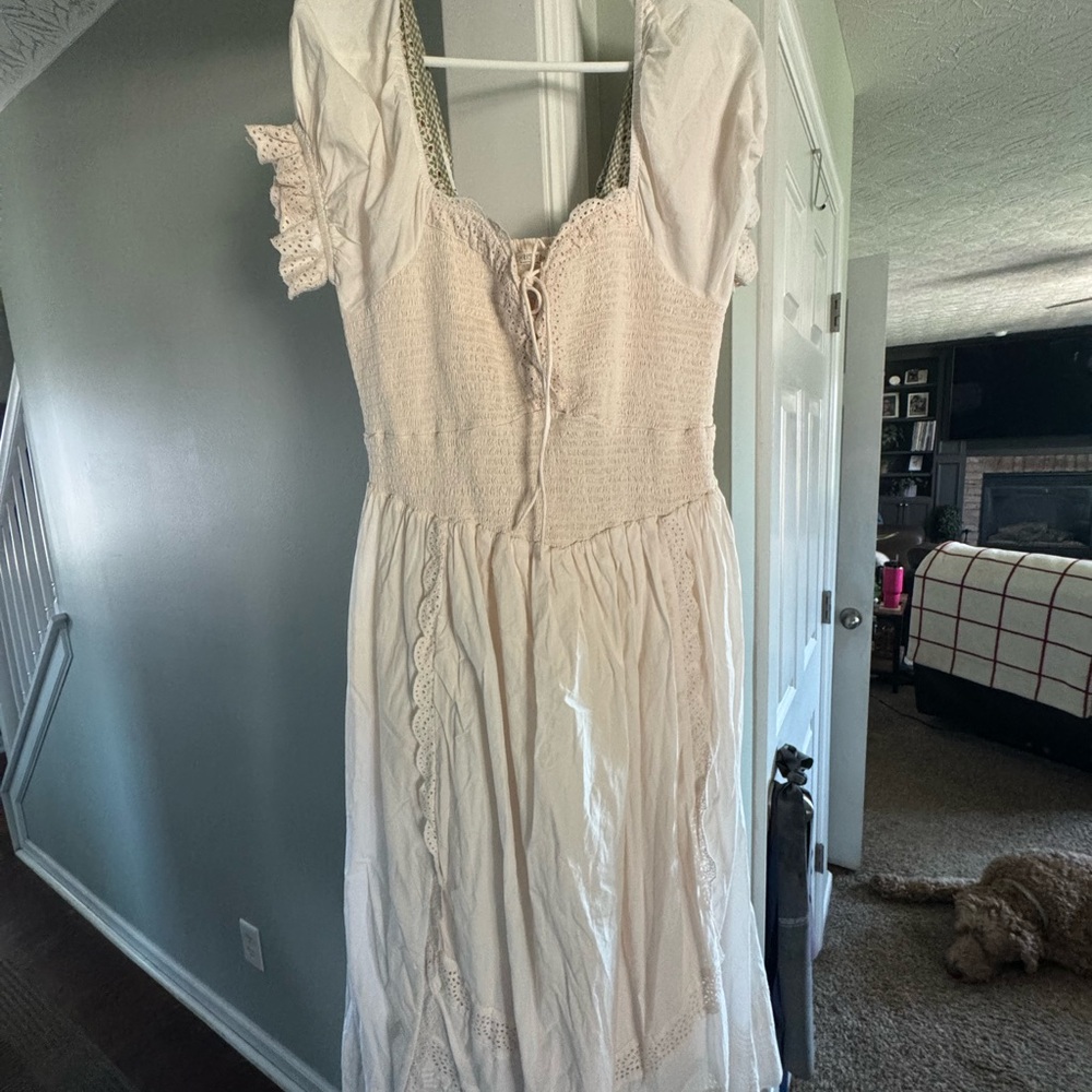 Christy dawns Madeline ivory dress Cream Puff-Sleeve Midi Dress - Picture 2 of 8